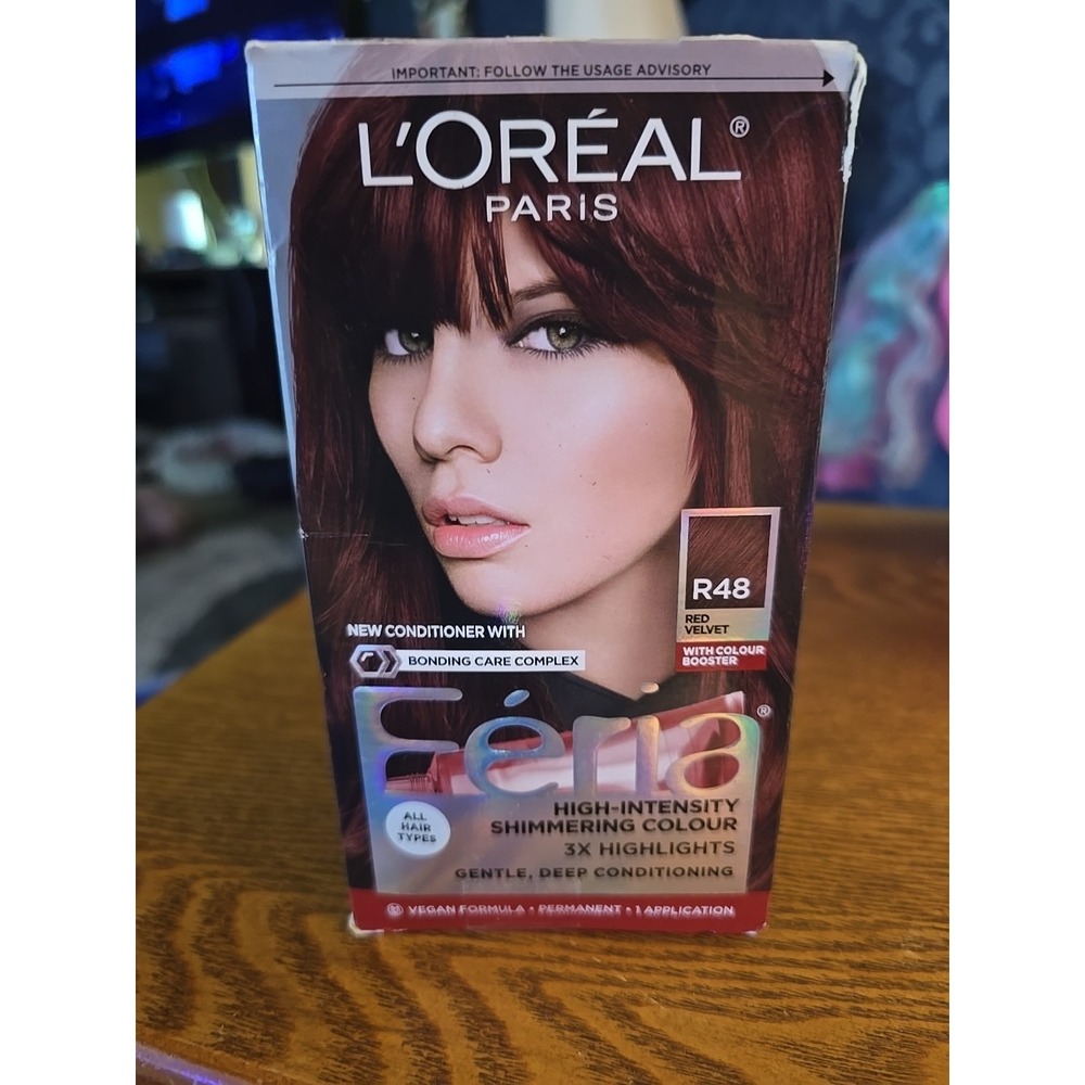 L'Oreal‎ Paris Feria Shimmering Permanent Hair Color, R48 Red Deep- New